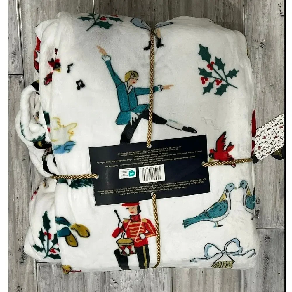 Rachel Roy 12 Days of Christmas Plush Blanket Full Queen Holiday Cozy